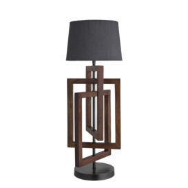 Wooden Geometric Rectangle Table Lamp - Walnut