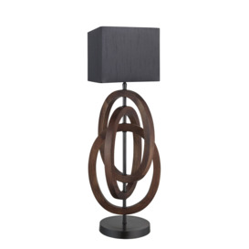 Industville - Wooden Geometric Circle Table Lamp - Walnut