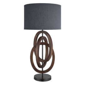 Wooden Geometric Circle Table Lamp - Walnut