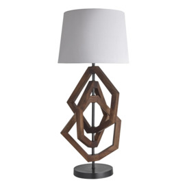 Wooden Geometric Polygon Table Lamp - Walnut