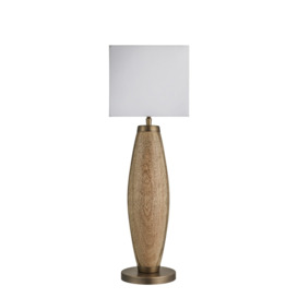 Wooden Geometric Pillar Table Lamp - Natural