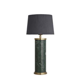 Marble Pillar Cylinder Table Lamp - Green & Brass