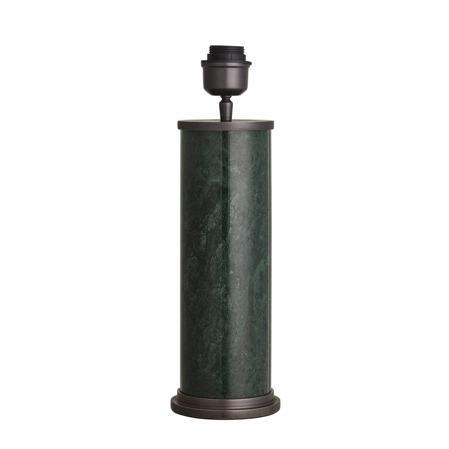 Marble Pillar Cylinder Table Lamp - Green & Pewter