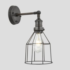 Brooklyn Wire Cage Wall Light - 6 Inch - Pewter - Cone