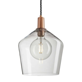 Industville - Sleek Glass Schoolhouse Pendant - 10 Inch - Clear