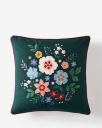 Bella Embroidered Floral Cushion Green - JD Williams - Size: 45X45 - thumbnail 3