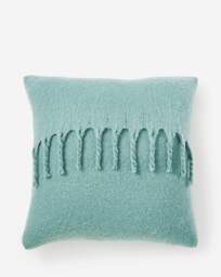 Faux Mohair Fringed Cushion - Green Green - JD Williams - Size: 43X43CM - thumbnail 4