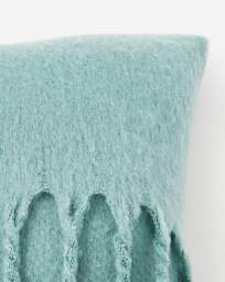 Faux Mohair Fringed Cushion - Green Green - JD Williams - Size: 43X43CM - thumbnail 3
