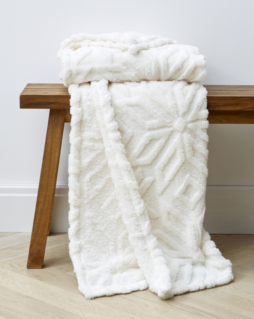 Fleece Snowflake Throw White - JD Williams - image 1