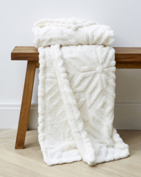 Fleece Snowflake Throw White - JD Williams