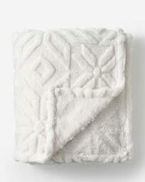 Fleece Snowflake Throw White - JD Williams - thumbnail 3