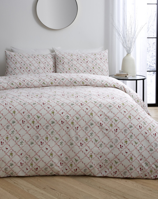 Mallory Bow Trellis Duvet Cover Set White/Pink - JD Williams - Size: SINGLE - image 1