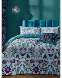 CL Mya Tropical Birds Duvet Set Teal/Purple Print - Catherine Lansfield - Size: DOUBLE