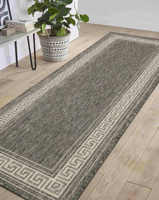 Gel Backed Greek Key Runner Steel - Homemaker - Size: 60X180 - image 1