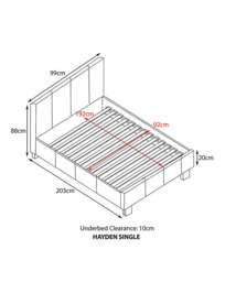 Hayden Faux Leather Bed Frame Grey - Essential Collection - Size: SINGLE - thumbnail 4