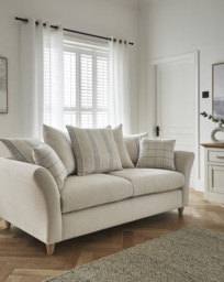 Clover Fabric Scatterback 3 Seater Sofa Natural/Blue - JD Williams