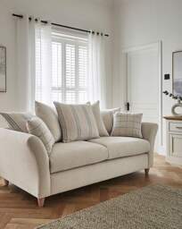 Clover Fabric Scatterback 3 Seater Sofa Natural/Blue - JD Williams
