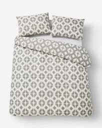 Gray & Osbourn Arran Tile Duvet Set White/Grey - Gray & Osbourn - Size: KING - thumbnail 3