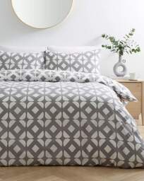 Gray & Osbourn Arran Tile Duvet Set White/Grey - Gray & Osbourn - Size: KING - thumbnail 1