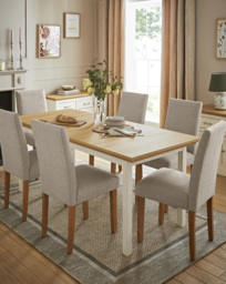 Ashford Extendable Table with Ava Fabric Cream / Taupe - Julipa - thumbnail 1