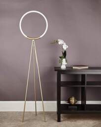 Led Frosted Hoop Tripod Floor Lamp Champagne - Searchlight - thumbnail 3
