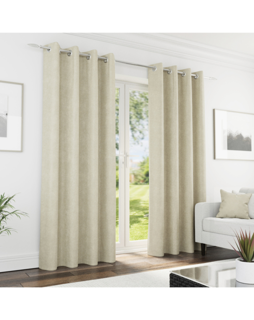Knightsbridge Black Out Eyelet Curtains Cream - Enhanced Living - Size: 117 x 137cm - image 1