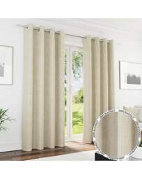 Knightsbridge Black Out Eyelet Curtains Cream - Enhanced Living - Size: 117 x 137cm - thumbnail 3