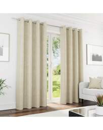 Knightsbridge Black Out Eyelet Curtains Cream - Enhanced Living - Size: 117 x 137cm - thumbnail 1