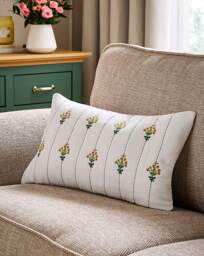 Fern. Quilted Floral Boudoir Cushion Cream - Julipa - Size: 30X50 - thumbnail 1