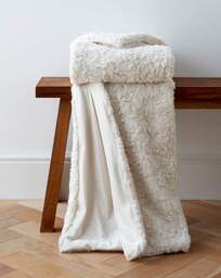 Textured Faux Fur Throw Ivory - JD Williams - Size: 120X150 - thumbnail 1