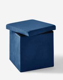 Velvet Foldable Storage Ottoman Cube Navy - JD Williams - thumbnail 2