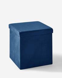 Velvet Foldable Storage Ottoman Cube Navy - JD Williams - thumbnail 5