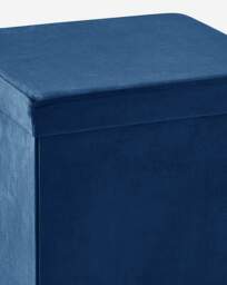 Velvet Foldable Storage Ottoman Cube Navy - JD Williams - thumbnail 3