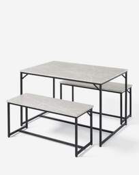 Mason Compact Dining Set with 2 Benches Grey - JD Williams - thumbnail 3