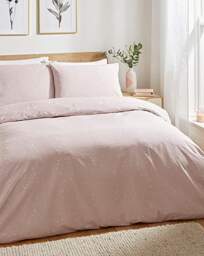 Snow Drop Duvet Cover Set Mauve - At Home Collection - Size: SINGLE - thumbnail 2