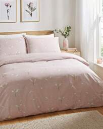 Snow Drop Duvet Cover Set Mauve - At Home Collection - Size: SINGLE - thumbnail 1