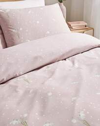 Snow Drop Duvet Cover Set Mauve - At Home Collection - Size: SINGLE - thumbnail 3
