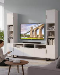 Hayden U-shape Media Unit White - Welcome - thumbnail 1