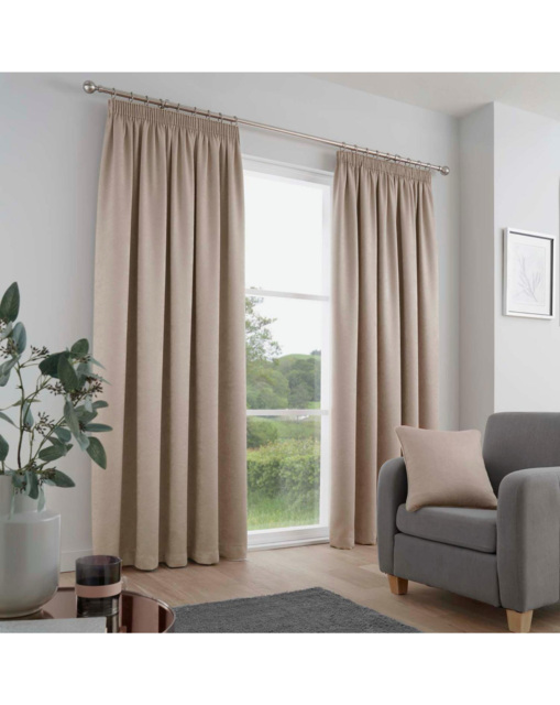 Galaxy Pencil Pleat Curtains Natural - Fusion - Size: 117 x 137cm - image 1