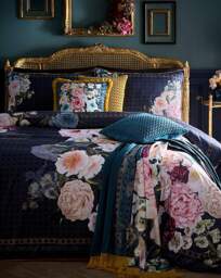 LLB Bouquet List Duvet Cover Set Navy - Laurence Llewelyn-Bowen - Size: S KING - thumbnail 2