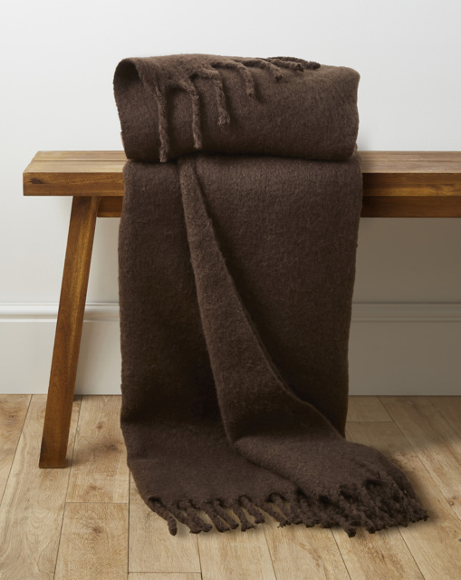 Faux Mohair Fringed Throw Chocolate - JD Williams - Size: 120X150 - image 1