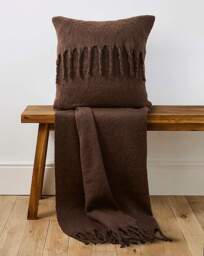 Faux Mohair Fringed Throw Chocolate - JD Williams - Size: 120X150 - thumbnail 2