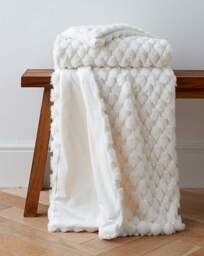 Scallop Faux Fur Throw - Ivory Ivory - JD Williams - Size: 120X150 - thumbnail 1