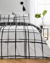 Wilson Black Check Duvet Cover Set Black - JD Williams - Size: SINGLE - thumbnail 2