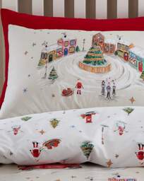 CL Christmas Town Duvet Cover Set Neutral - Catherine Lansfield - Size: SINGLE - thumbnail 5