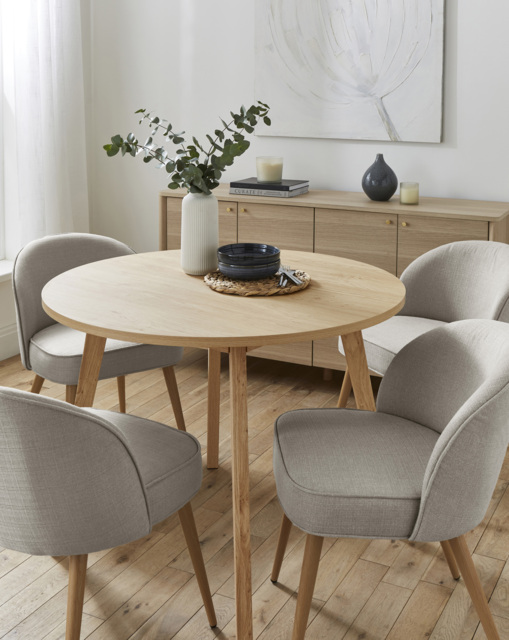 Oslo Table with 4 Emilie Fabric Chairs Oak/Grey - image 1