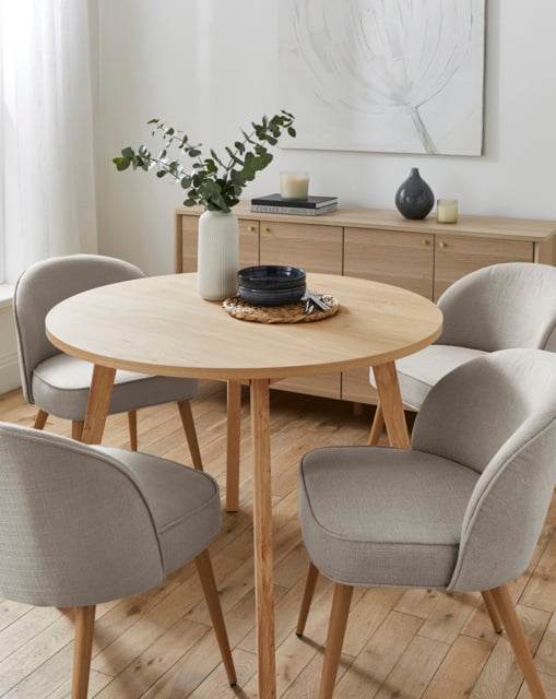 Oslo Table with 4 Emilie Fabric Chairs Oak/Grey - image 1