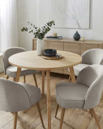 Oslo Table with 4 Emilie Fabric Chairs Oak/Grey - thumbnail 1