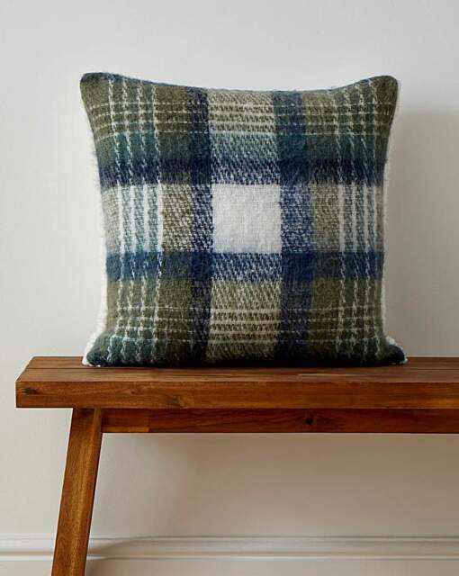 Checked Faux Mohair Cushion Green - JD Williams - Size: 45X45CM - image 1