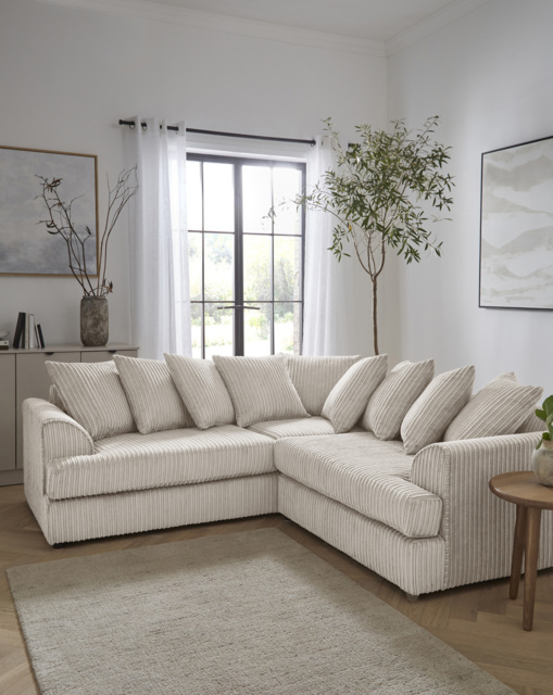 Ferguson Jumbo Cord Corner Sofa Cream - image 1